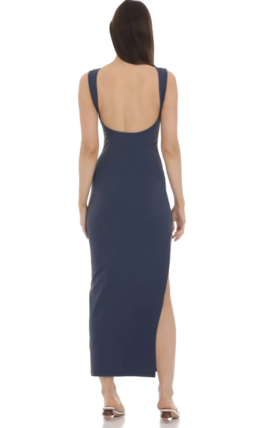 LUCY IN THE SKY Midi Dresses^Open Back Midi Dress In Navy
