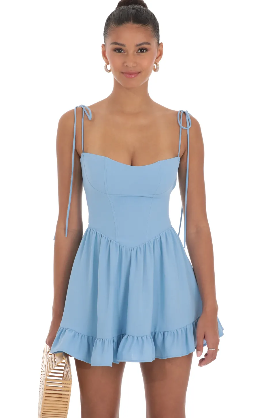 LUCY IN THE SKY Mini Dresses^Open Back Ruffle Dress In Blue