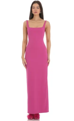 LUCY IN THE SKY Maxi Dresses^Open Back Square Neck Maxi Dress In Magenta