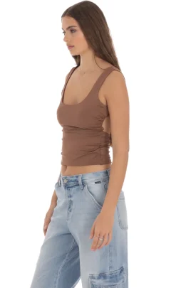 LUCY IN THE SKY Tops^Open Back Tank Top In Brown