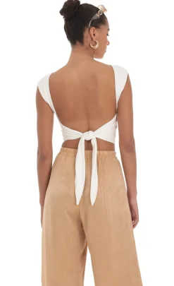 LUCY IN THE SKY Tops^Open Back Tie Top In White