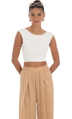 LUCY IN THE SKY Tops^Open Back Tie Top In White