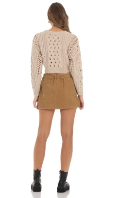 LUCY IN THE SKY Jumpers & Cardigans^Open Knit Cropped Jumper In Beige