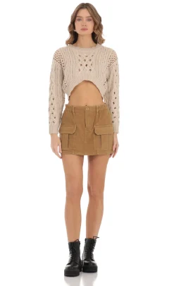 LUCY IN THE SKY Jumpers & Cardigans^Open Knit Cropped Jumper In Beige