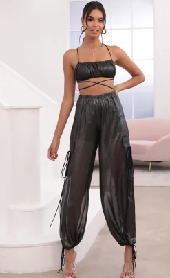 LUCY IN THE SKY Two-Piece Sets|Pants^Pant Set In Black Sparkle