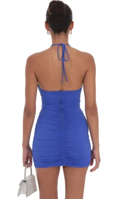LUCY IN THE SKY Mini Dresses^Pearl Halter Bodycon Dress In Blue