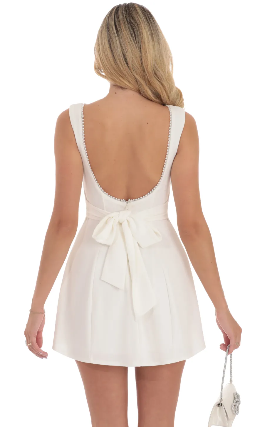 LUCY IN THE SKY Mini Dresses^Pearl Open Back A-line Dress In White