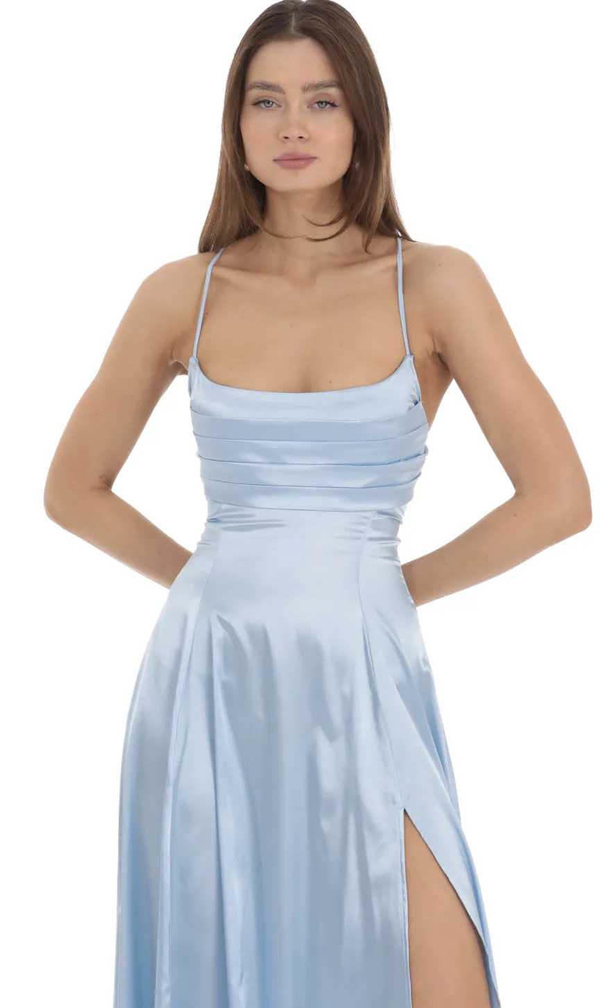 LUCY IN THE SKY Maxi Dresses^Pleated Maxi Dress In Light Blue