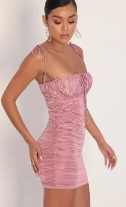 LUCY IN THE SKY Mini Dresses^Pleated Satin Dress In Mauve