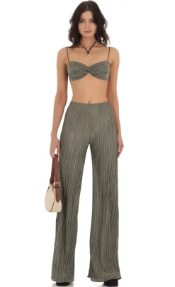 LUCY IN THE SKY Two-Piece Sets|Pants^Pleated Two Piece Set In Green