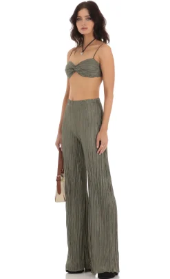 LUCY IN THE SKY Two-Piece Sets|Pants^Pleated Two Piece Set In Green