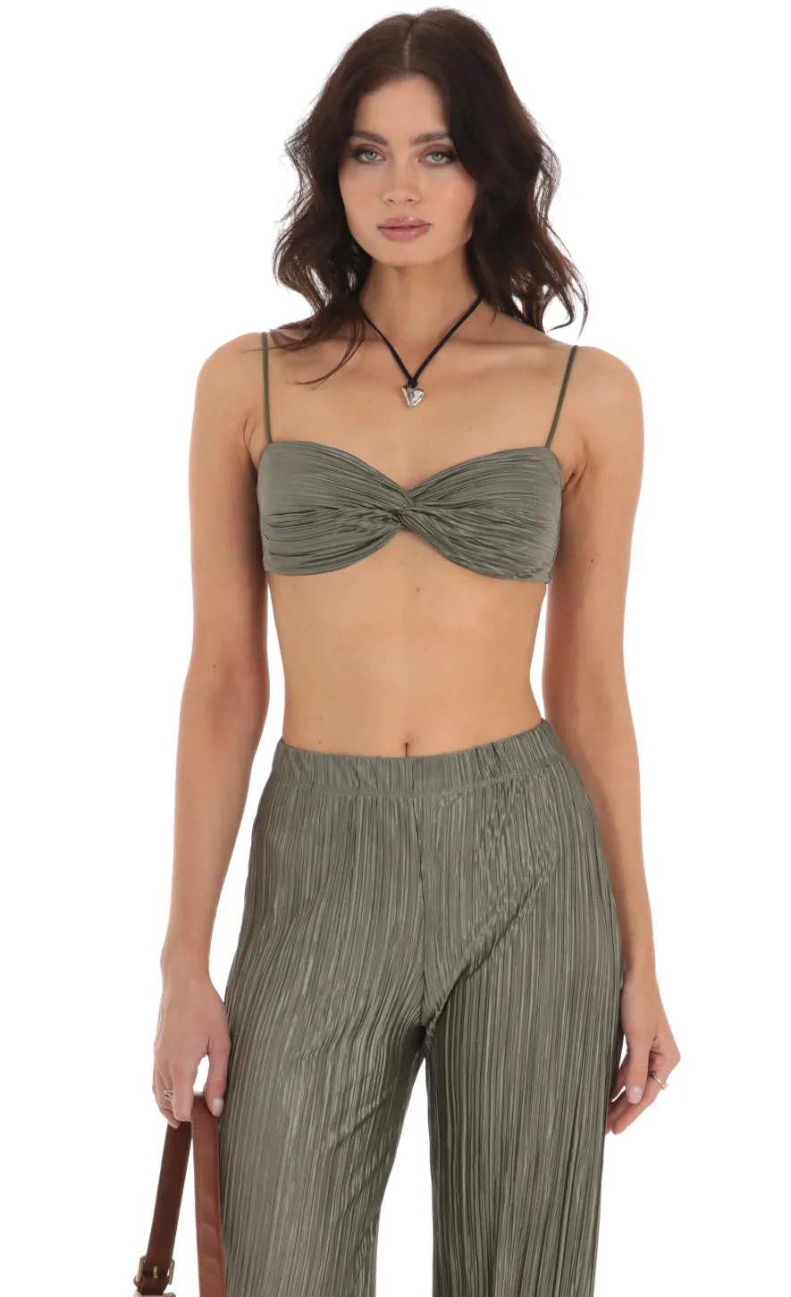 LUCY IN THE SKY Two-Piece Sets|Pants^Pleated Two Piece Set In Green