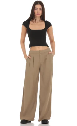 LUCY IN THE SKY Pants^Pleated Wide Leg Trousers In Taupe