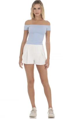 LUCY IN THE SKY Shorts^Pleater Flare Shorts In White