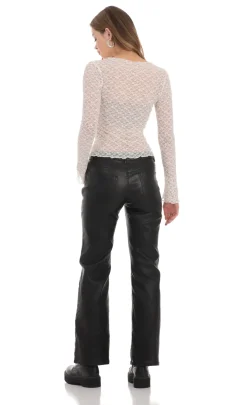LUCY IN THE SKY Jeans^Pleather Jeans In Black