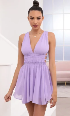 LUCY IN THE SKY Mini Dresses^Plunge A-Line Dress In Lavender