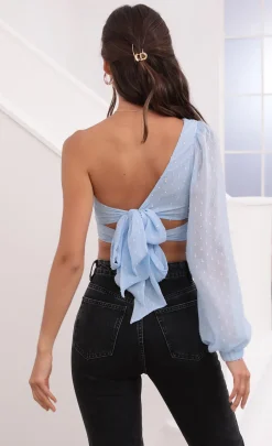 LUCY IN THE SKY Tops^Puff Sleeve Chiffon Top In Baby Blue
