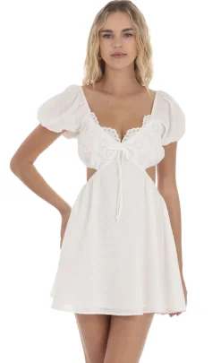 LUCY IN THE SKY Mini Dresses^Puff Sleeve Cutout Dress In White