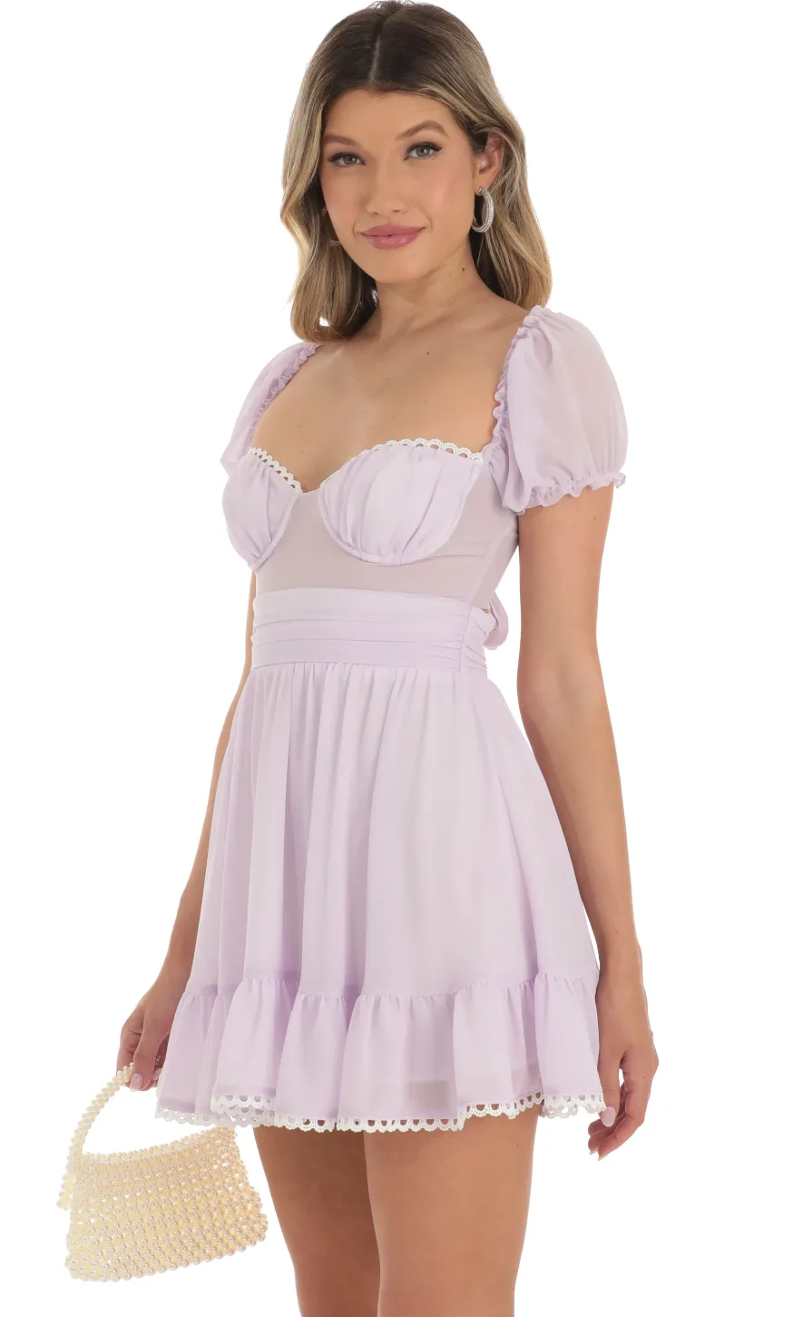 LUCY IN THE SKY Mini Dresses^Puff Sleeve Dress In Purple