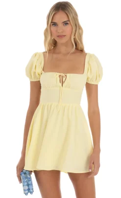 LUCY IN THE SKY Mini Dresses^Puff Sleeve Mini Dress In Yellow