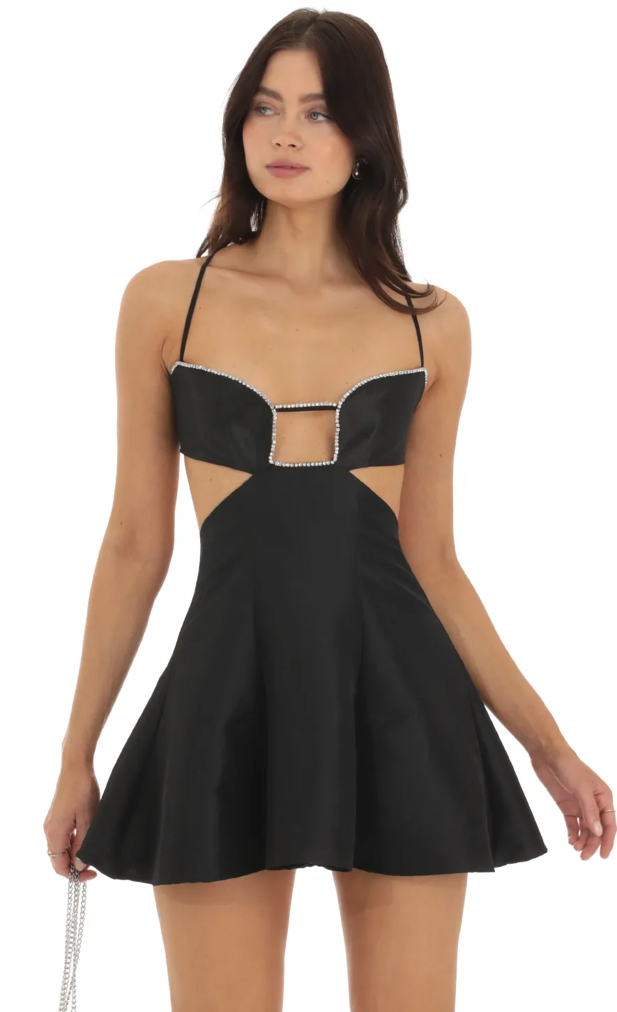LUCY IN THE SKY Mini Dresses^Rhinestone Cutout Dress In Black