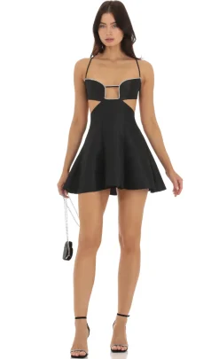 LUCY IN THE SKY Mini Dresses^Rhinestone Cutout Dress In Black