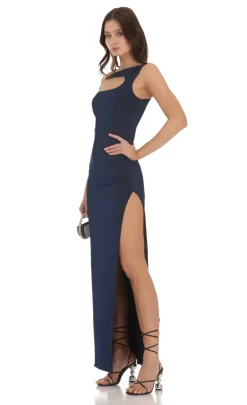 LUCY IN THE SKY Maxi Dresses^Rhinestone Cutout Dress In Navy