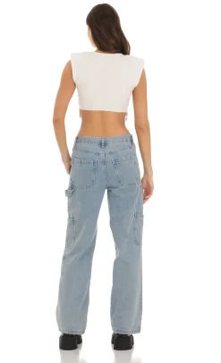 LUCY IN THE SKY Tops^Rhinestone Fringe Knit Top In White