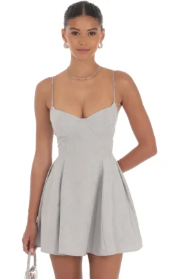 LUCY IN THE SKY Mini Dresses^Rhinestone Jacquard A-line Dress In Grey