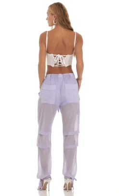 LUCY IN THE SKY Pants^Rhinestone Pants In Lilac