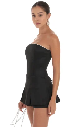 LUCY IN THE SKY Rompers^Rhinestone Romper In Black
