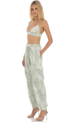 LUCY IN THE SKY Two-Piece Sets|Pants^Rhinestone Two Piece Set In Green Swirl
