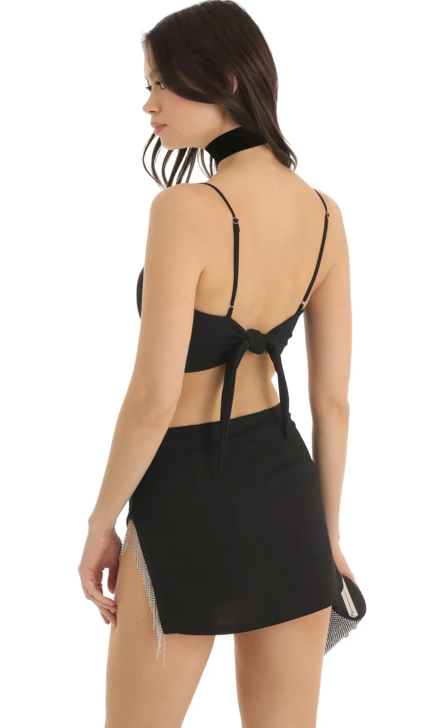 LUCY IN THE SKY Two-Piece Sets^Rhinestone Two Piece Skirt Set In Black