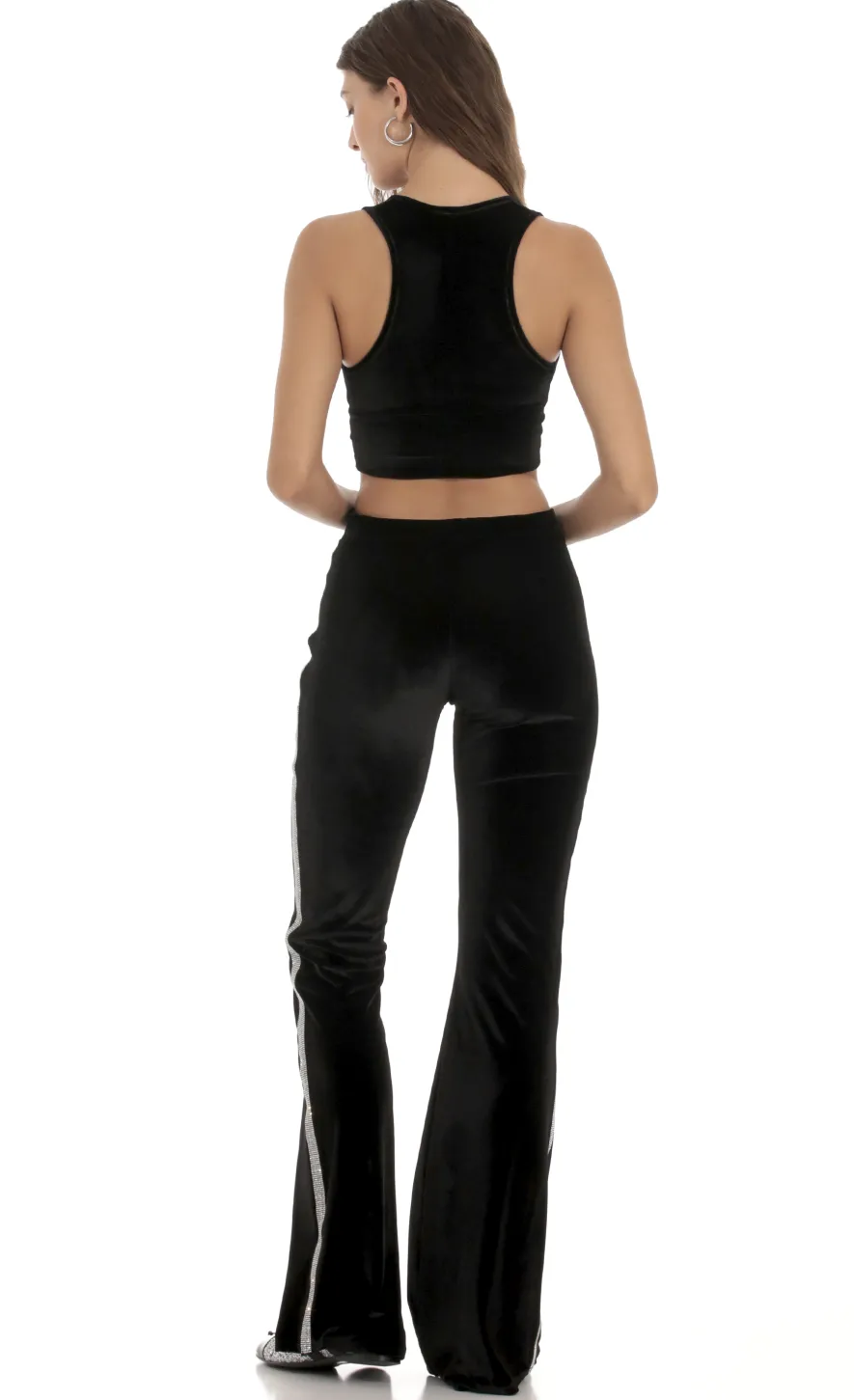 LUCY IN THE SKY Two-Piece Sets|Pants^Rhinestone VelvetTwo Piece Set In Black