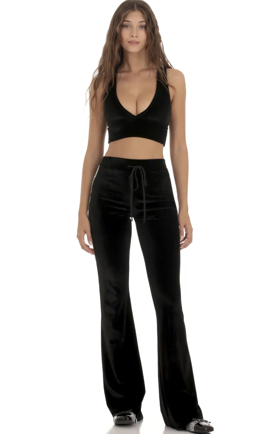 LUCY IN THE SKY Two-Piece Sets|Pants^Rhinestone VelvetTwo Piece Set In Black