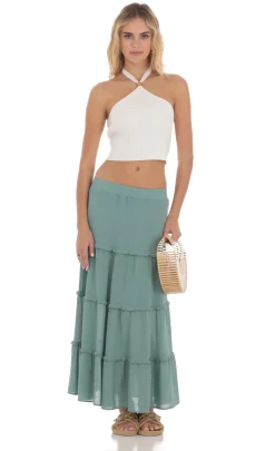 LUCY IN THE SKY Tops^Ribbed Bead Halter Top In White
