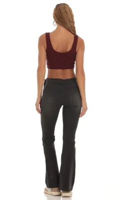 LUCY IN THE SKY Tops^Ribbed Corset Tank Top In Maroon
