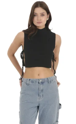 LUCY IN THE SKY Tops^Ribbed Mock Neck Top In Black