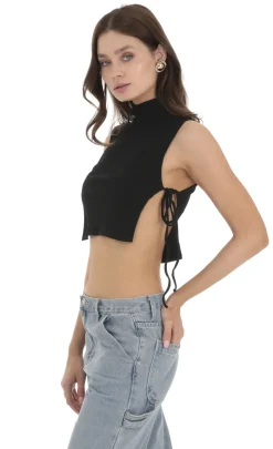 LUCY IN THE SKY Tops^Ribbed Mock Neck Top In Black