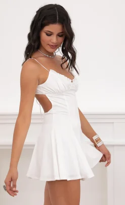 LUCY IN THE SKY Mini Dresses^Ruched A-line Dress In Glossy White