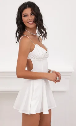 LUCY IN THE SKY Mini Dresses^Ruched A-line Dress In Glossy White