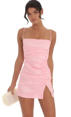 LUCY IN THE SKY Mini Dresses^Ruched Bodycon Dress In Pink