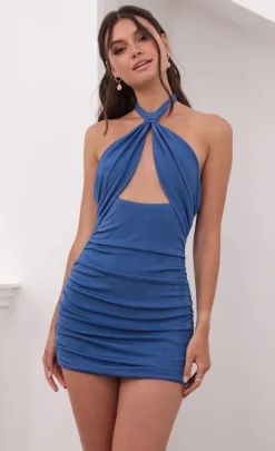 LUCY IN THE SKY Mini Dresses^Ruched Bodycon Dress In Royal Blue