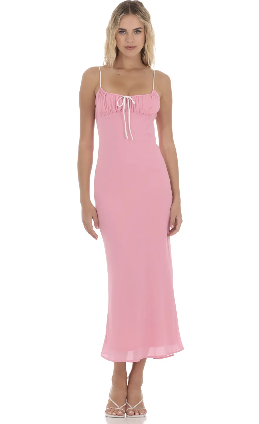 LUCY IN THE SKY Midi Dresses^Ruched Bust Midi Dress In Pink