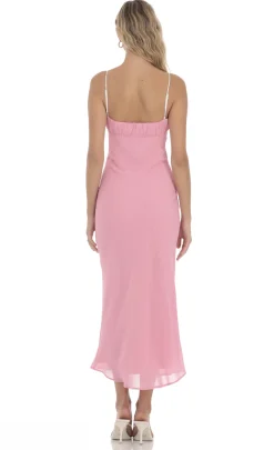 LUCY IN THE SKY Midi Dresses^Ruched Bust Midi Dress In Pink