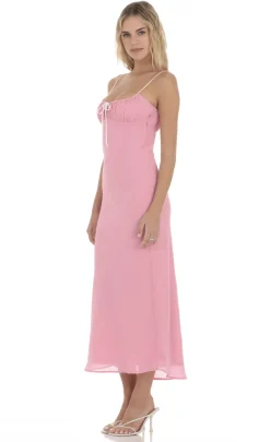 LUCY IN THE SKY Midi Dresses^Ruched Bust Midi Dress In Pink