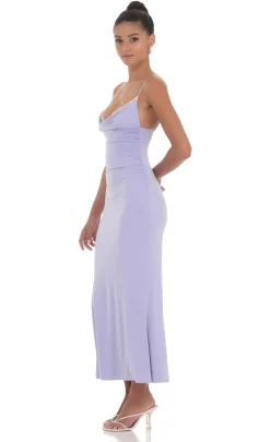 LUCY IN THE SKY Maxi Dresses^Ruched Cowl Neck Maxi Dress In Periwinkle