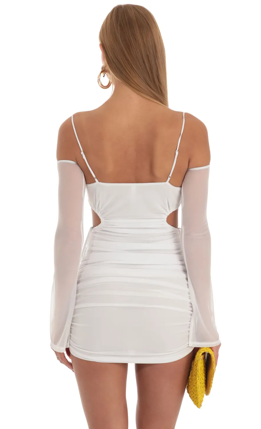 LUCY IN THE SKY Mini Dresses^Ruched Cut Out Dress In White