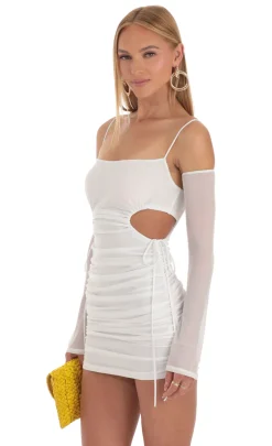 LUCY IN THE SKY Mini Dresses^Ruched Cut Out Dress In White