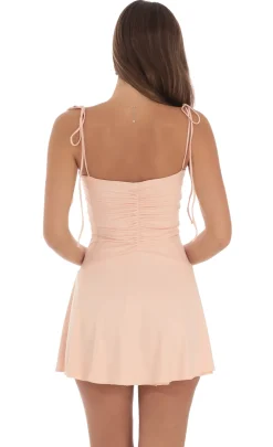 LUCY IN THE SKY Mini Dresses^Ruched Dress In Beige